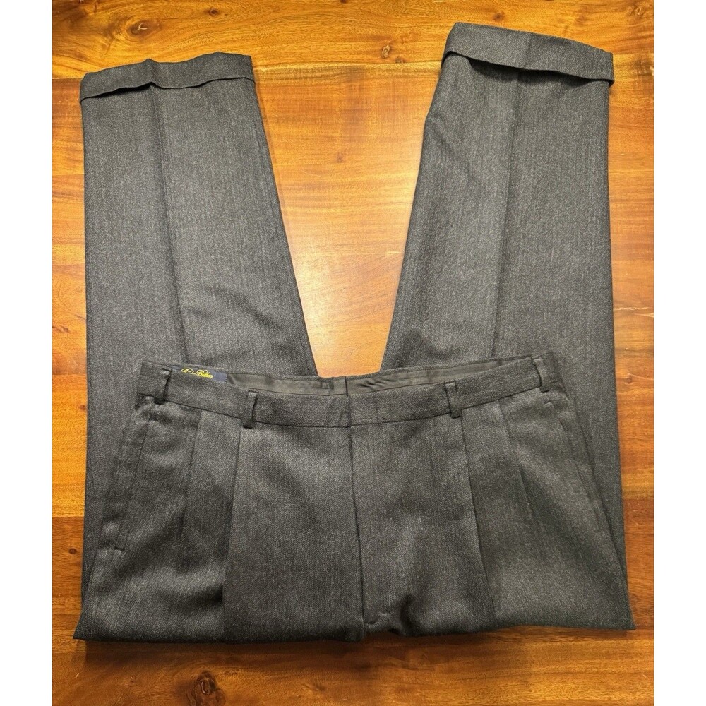 VTG Brooks Brothers Mens 40 Wool Herringbone Pleated Cuffed Dress Pants Gray USA